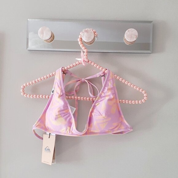 NWT Quiksilver tropical floral print classic trilette bikini top, M - Picture 7 of 8